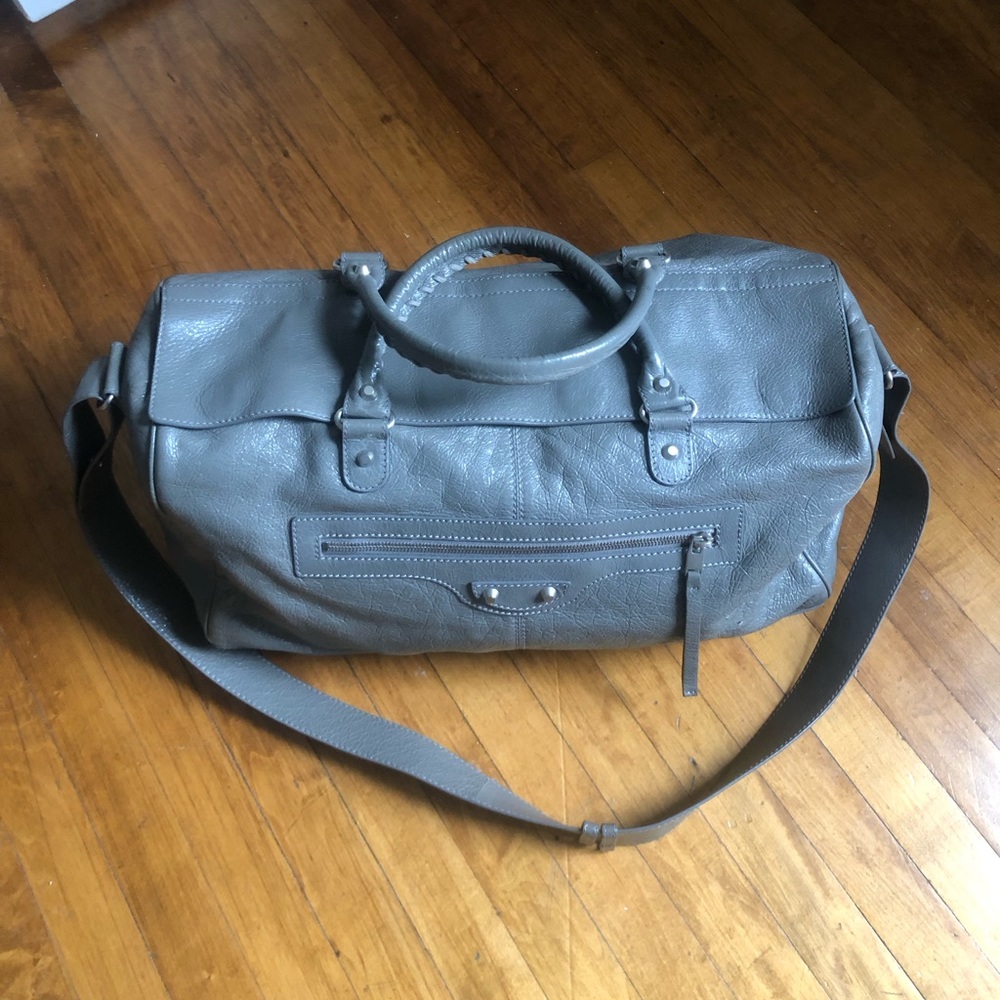 Balenciaga Grey Leather Motocross Duffle Bag - Picture 4 of 9